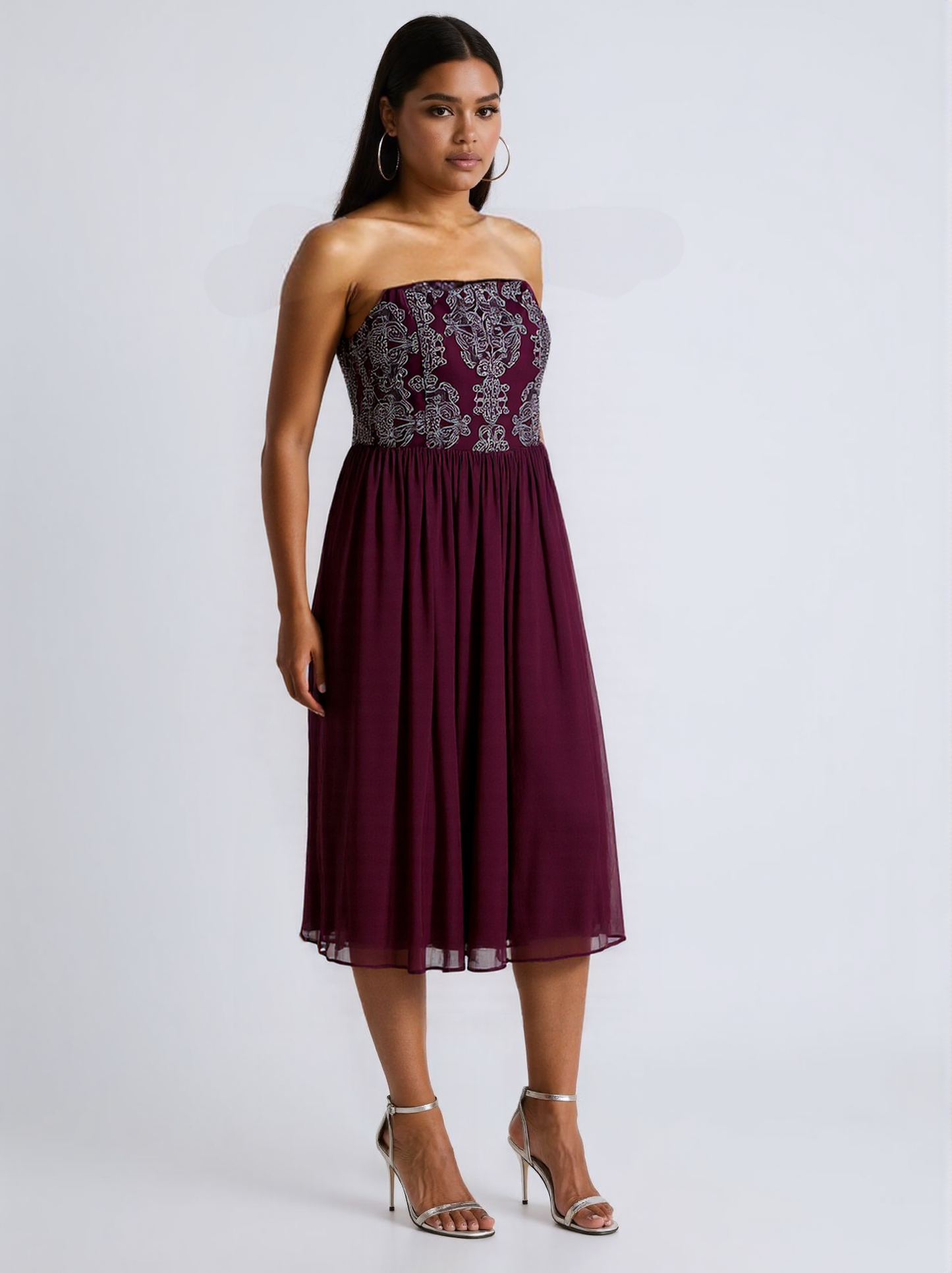 size 16 plus prom plus size embroidered lace chiffon tube top dress
