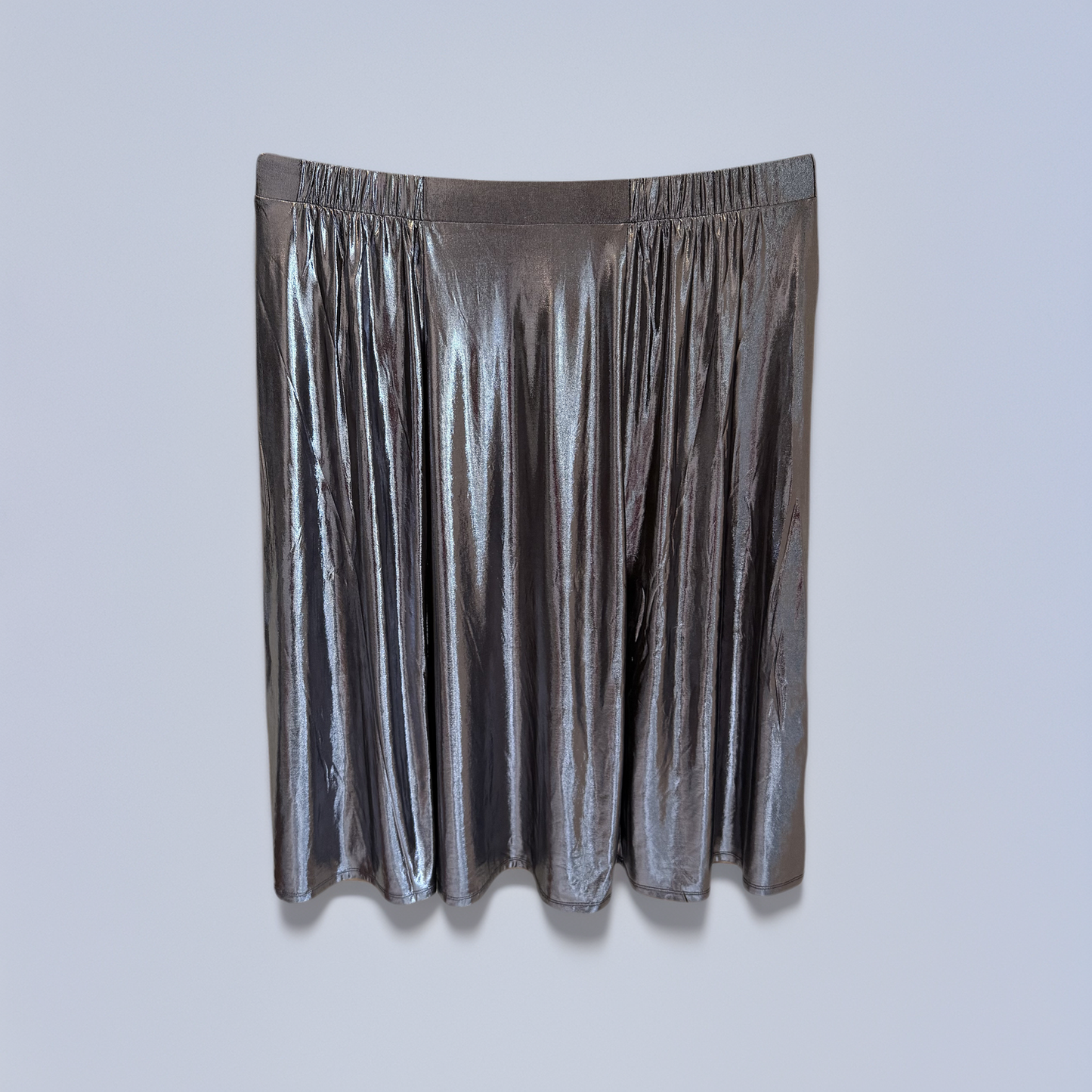 Plus Size Clothing High Quality Affordable Metallic Silver A-line Skirt