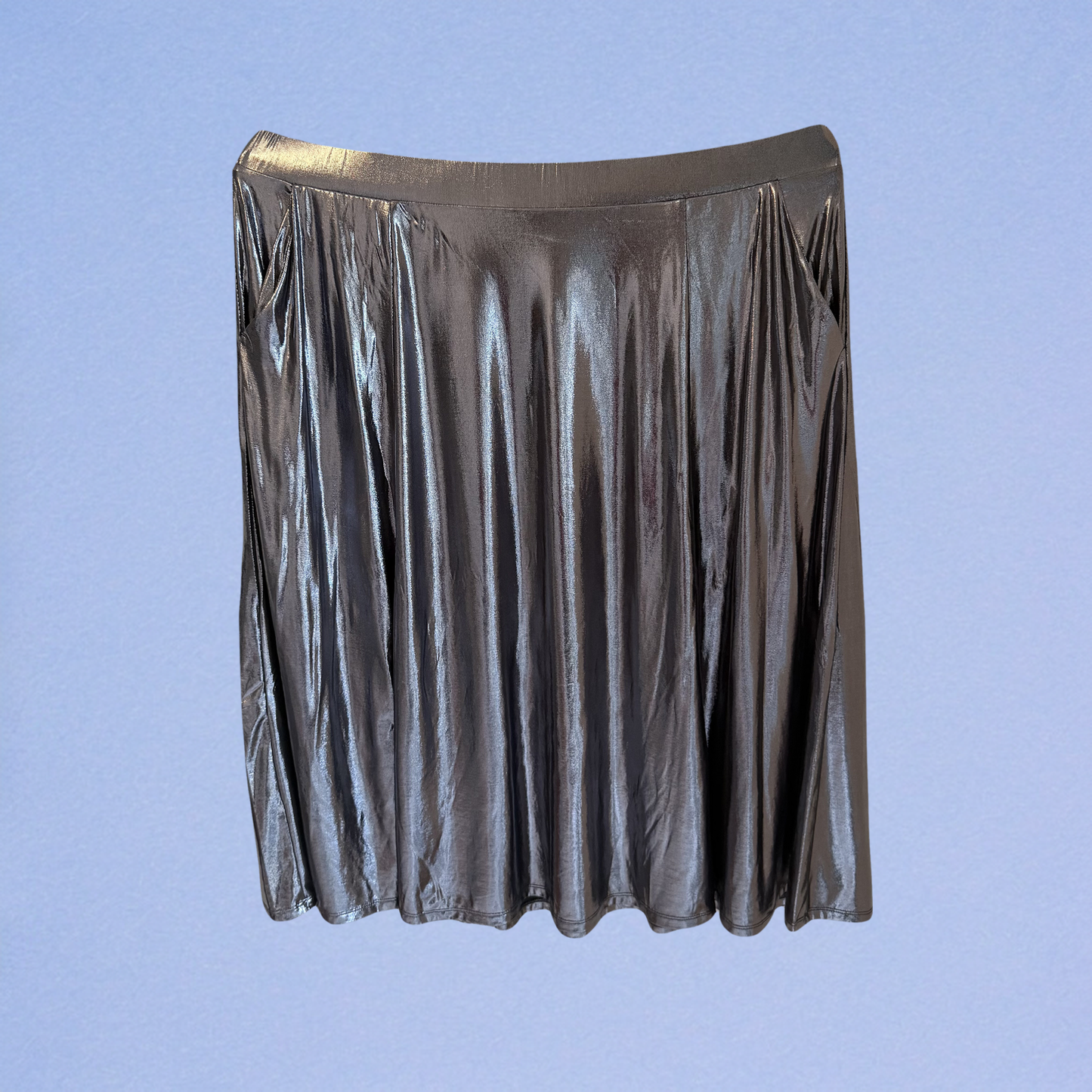 Plus Size Clothing High Quality Affordable Metallic Silver A-line Skirt