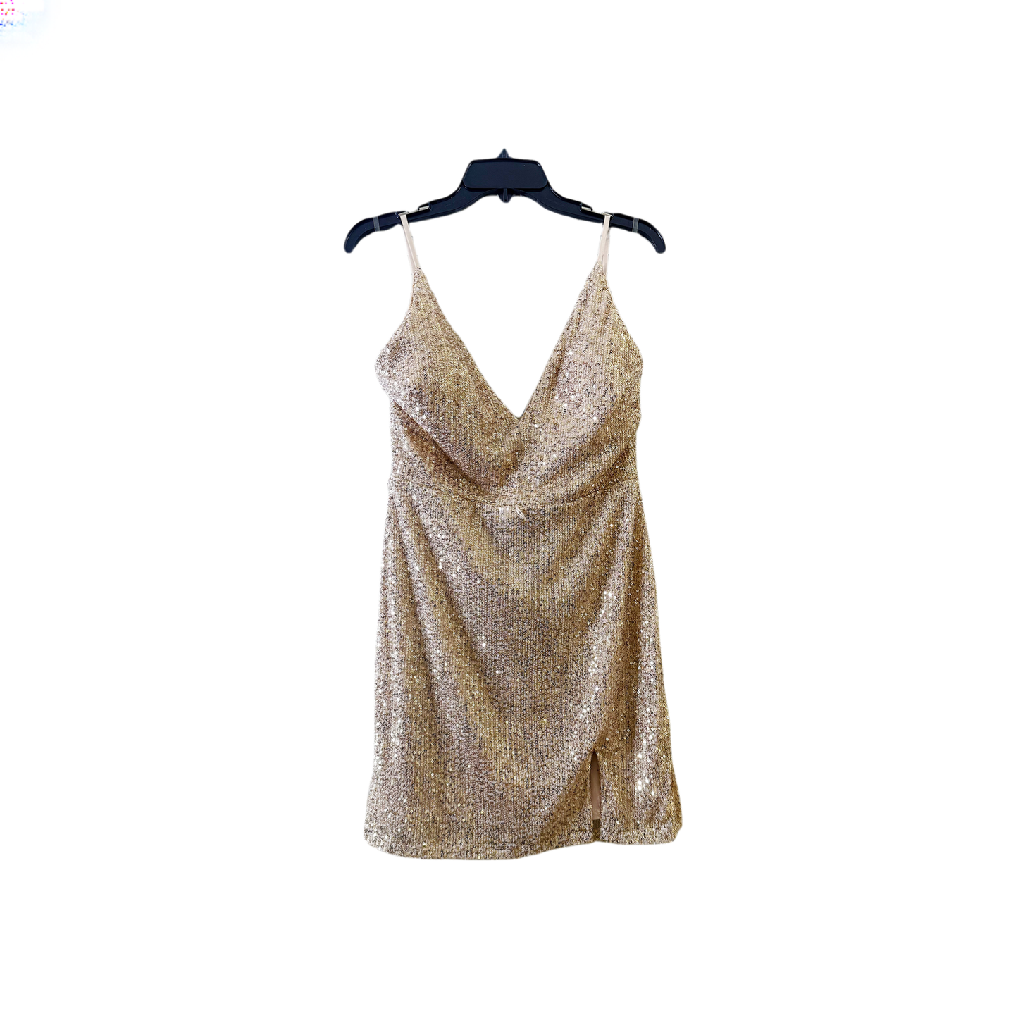 Size 13 prom V-neck Metallic sequins patches dress