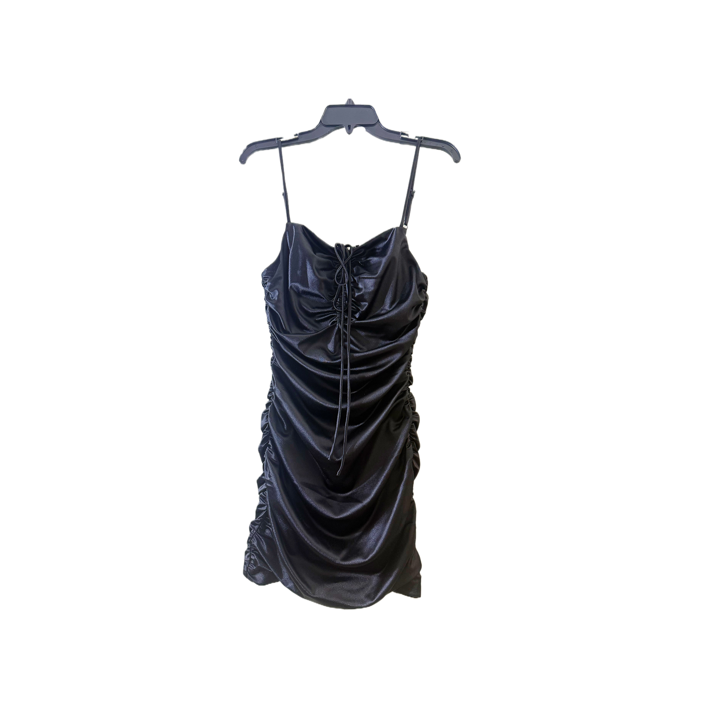 Size 7 Prom Black Velvet Drawstring Wrap Dress