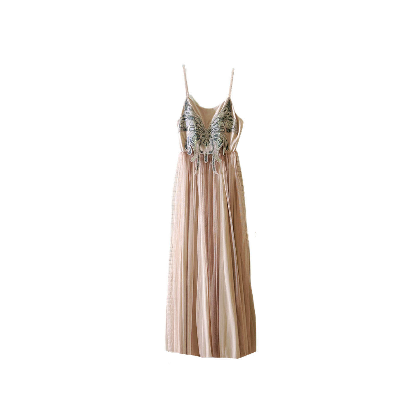 size 7 prom Embroidered Butterfly Net Dress