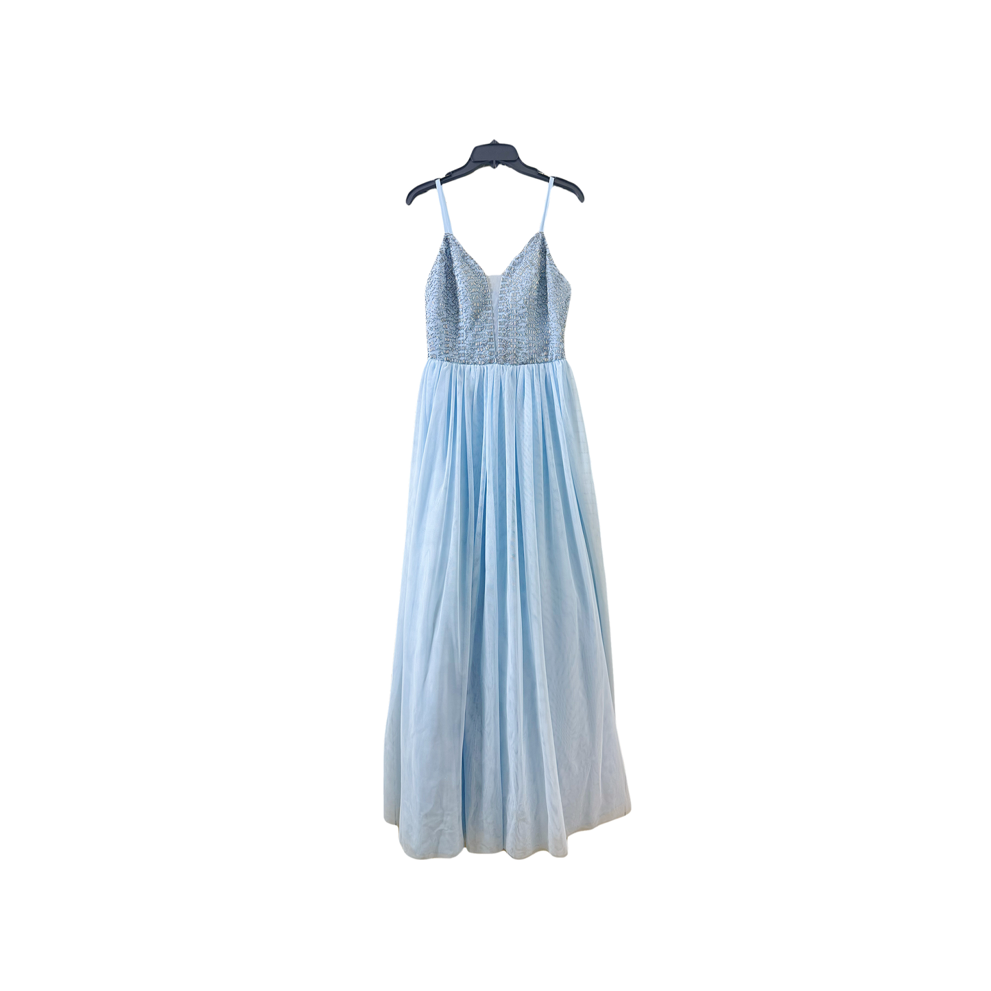 size 7 prom Beaded halter dress mesh skirt
