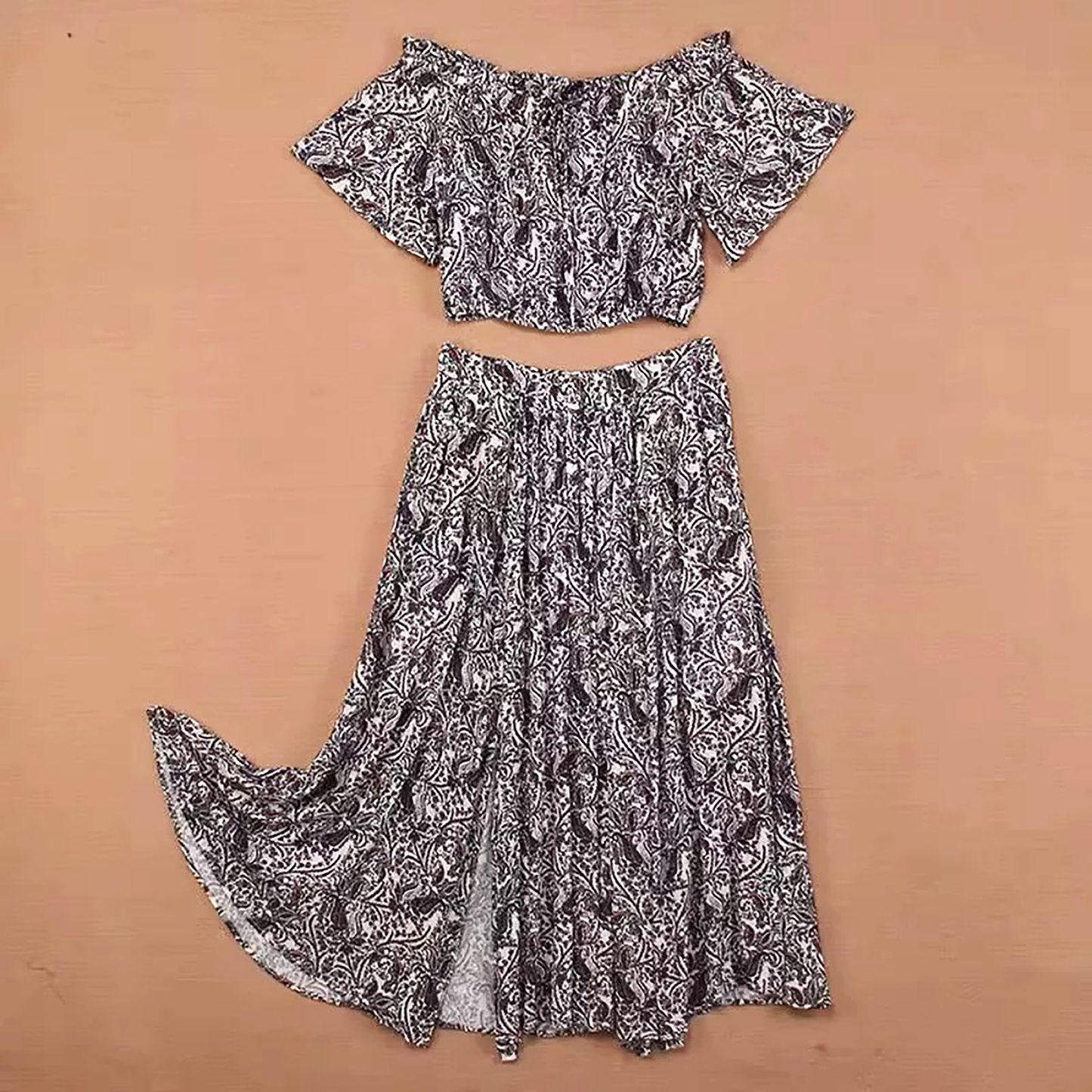 Plus Size Clothing High Quality Affordable One Shoulder Sexy Bare Waist Two-piece Dress Set