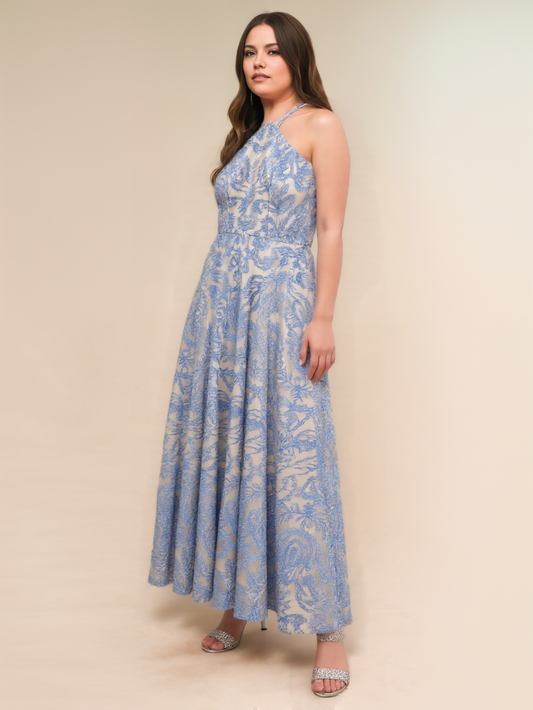 size 7 prom Embroidered mesh dress