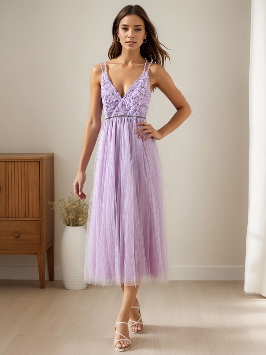 size 7 prom Lace Tulle Sequined Evening Dress