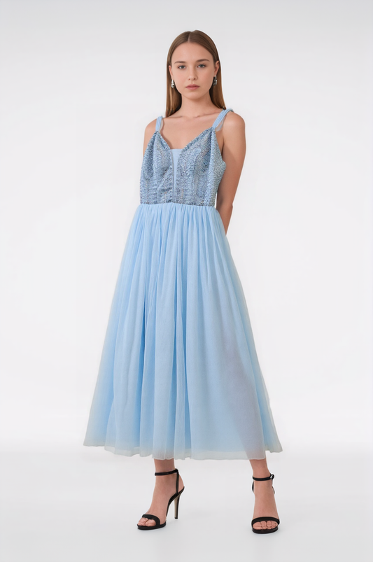 size 7 prom Beaded halter dress  mesh skirt
