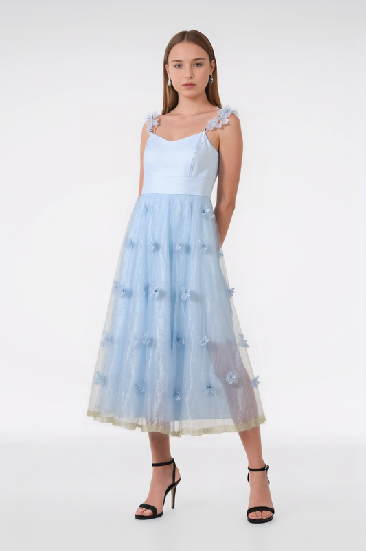 size 7 prom Gauze 3D Flower Gauze Dress