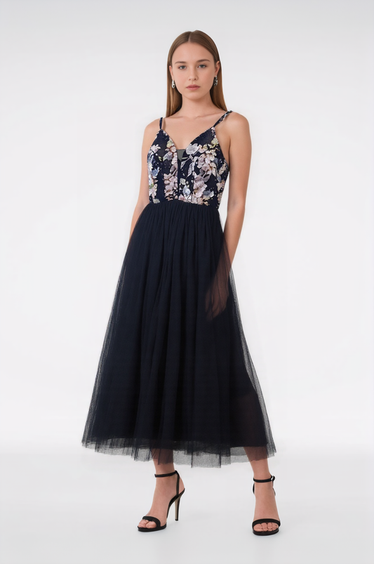 size 3 prom Embroidered mesh dress
