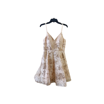 Size7 prom Embroidered patch mesh camisole dress