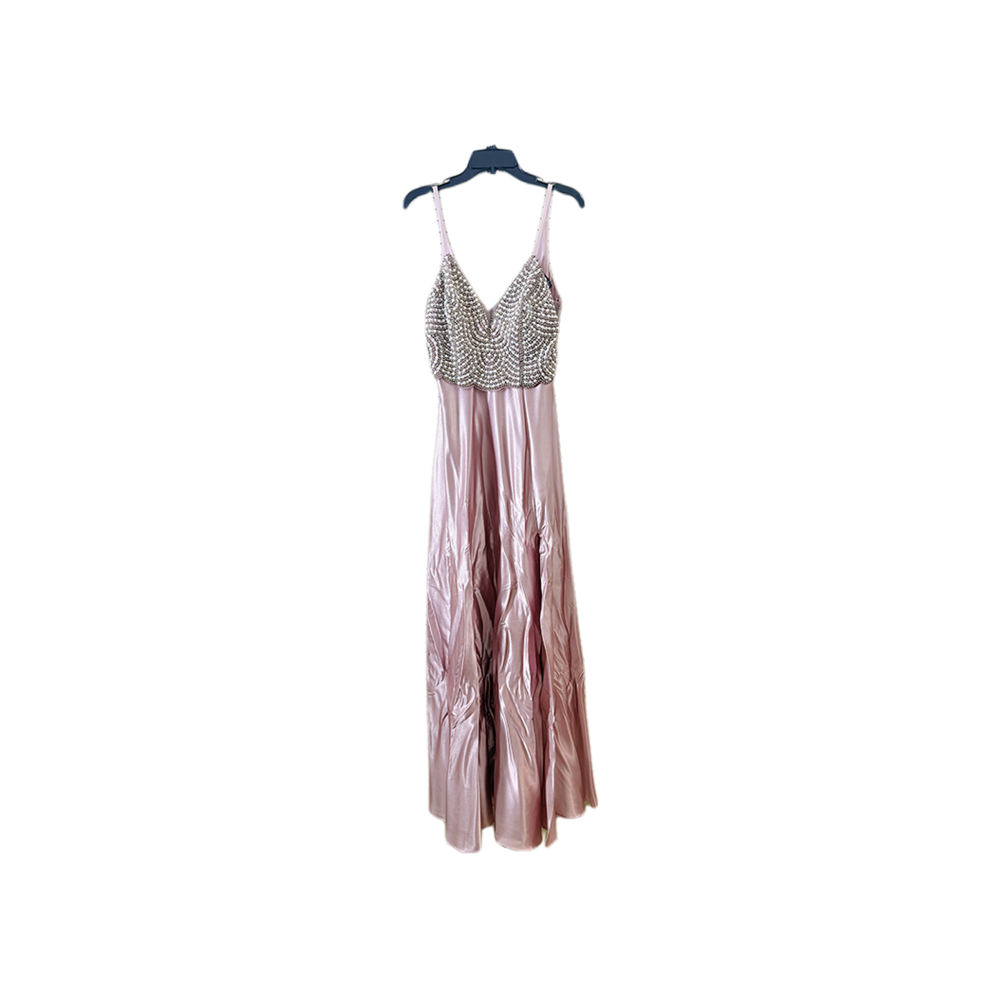 size 9 prom Beaded Strap Pleated Tank Dress