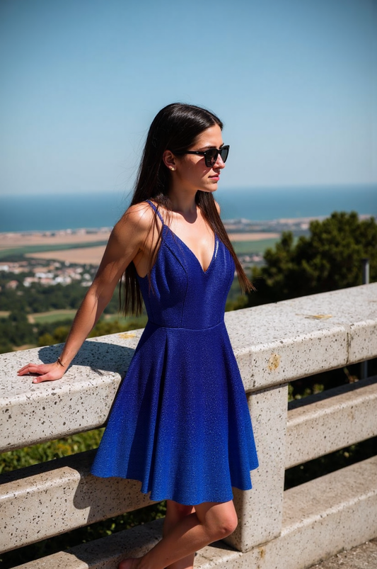 Size7 prom Stage Strap V Neck Dress