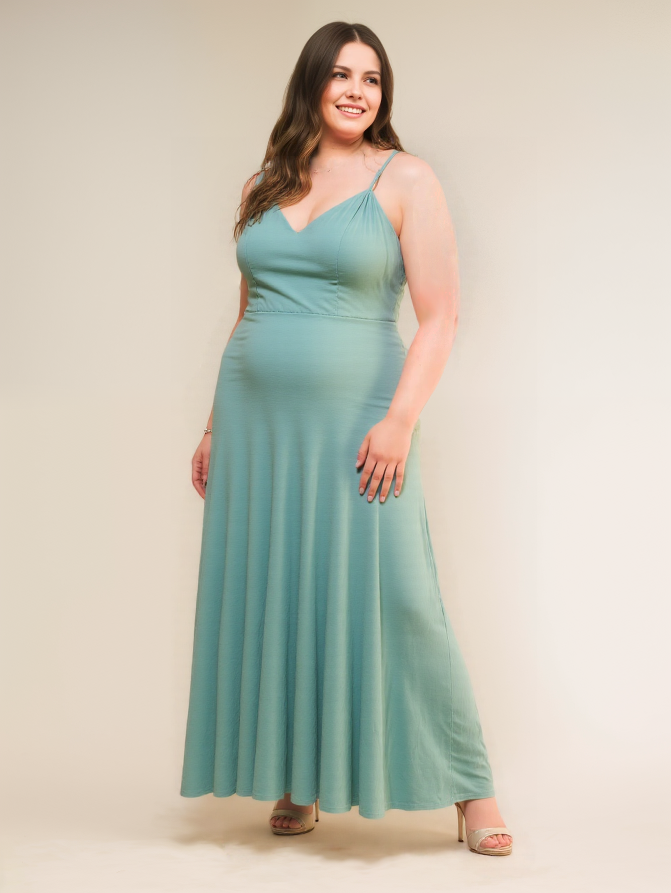 size 15 plus prom plus size Chiffon camisole dress