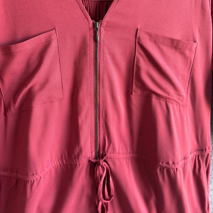 Plus Size Clothing High Quality Affordable Zipper Multiple Pockets Drawstring 3/4 Sleeves Jumpskirt Skirted Romper